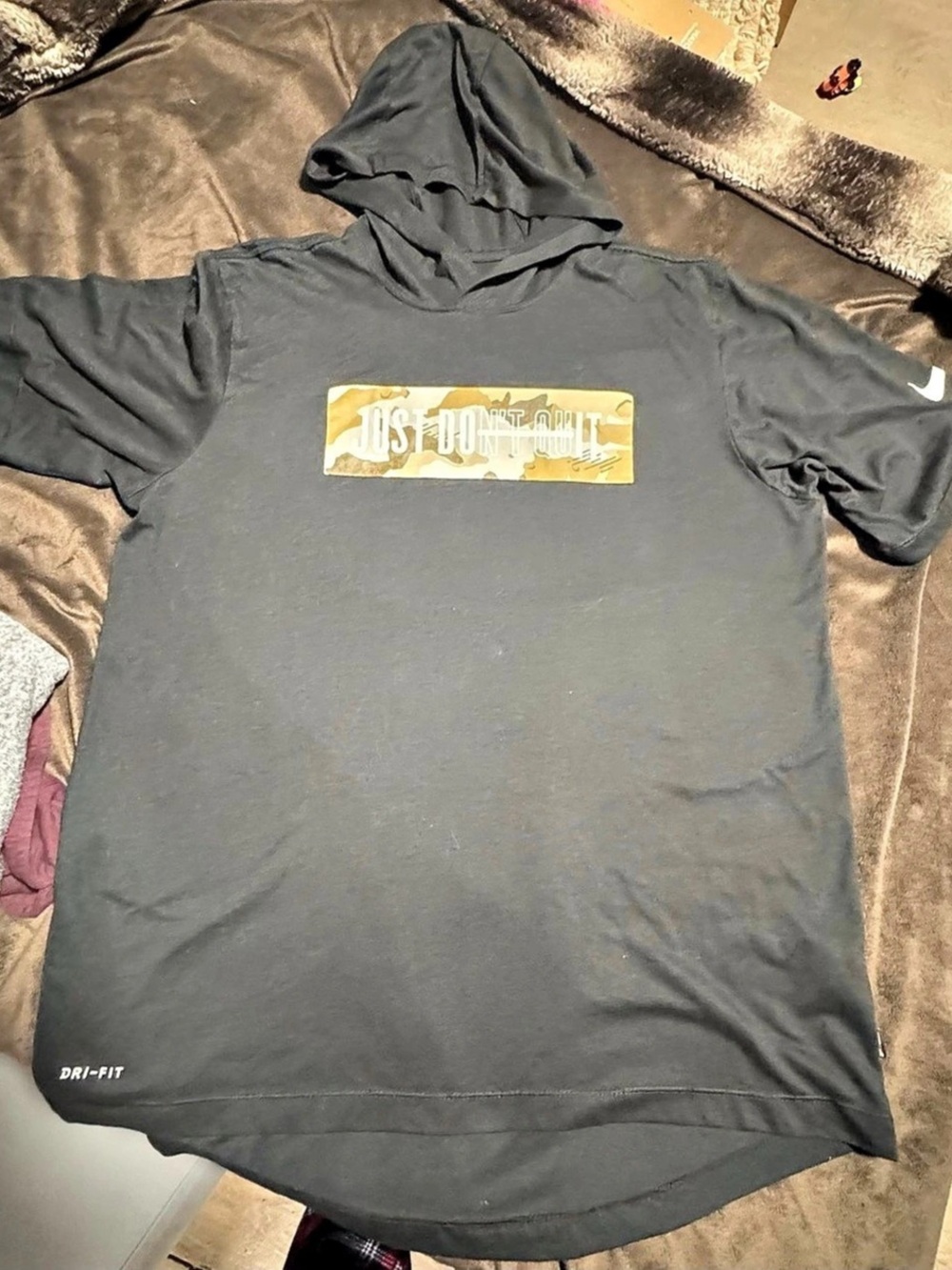 Nike Just Don't Quit Dri-FIT Short Sleeve Hoodie Black Medium